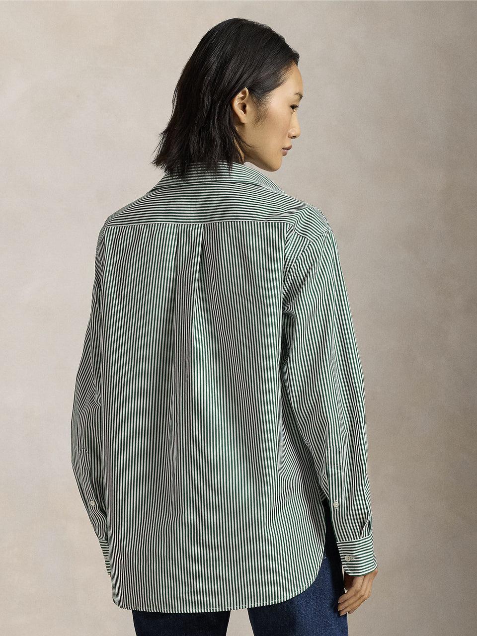 RALPH LAUREN Camicia a Righe Verde/Bianco Vendita Economica