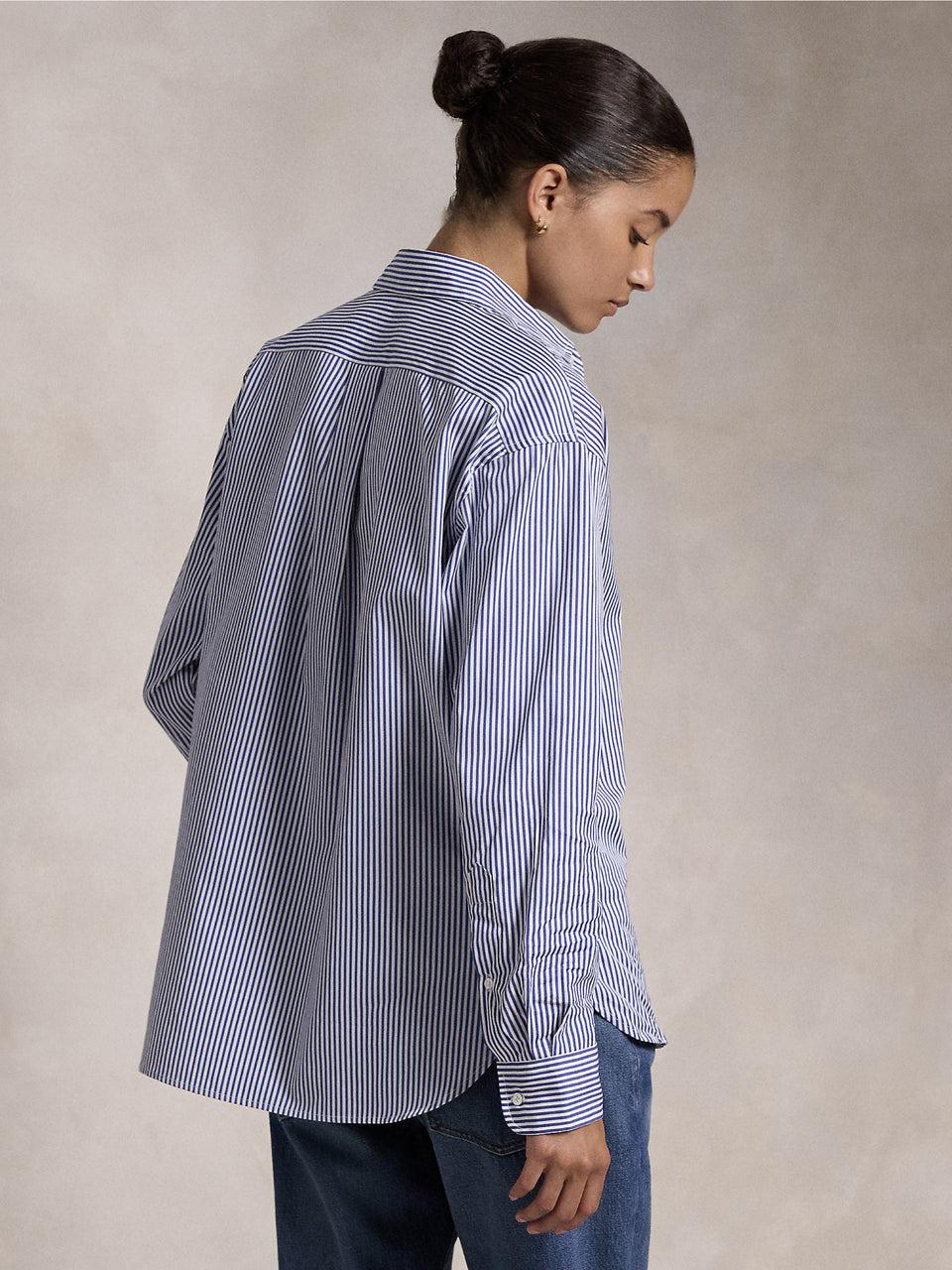 RALPH LAUREN Camicia a Righe Blu/Bianco Saldi Di Fabbrica