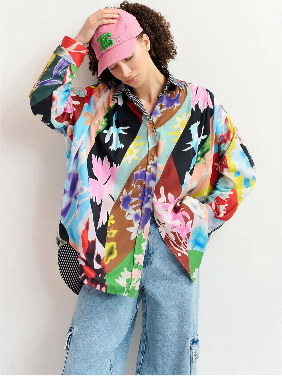 ESSENTIEL ANTWERP Camicia Reversibile Oversize Bianco/Blu I Più Venduti