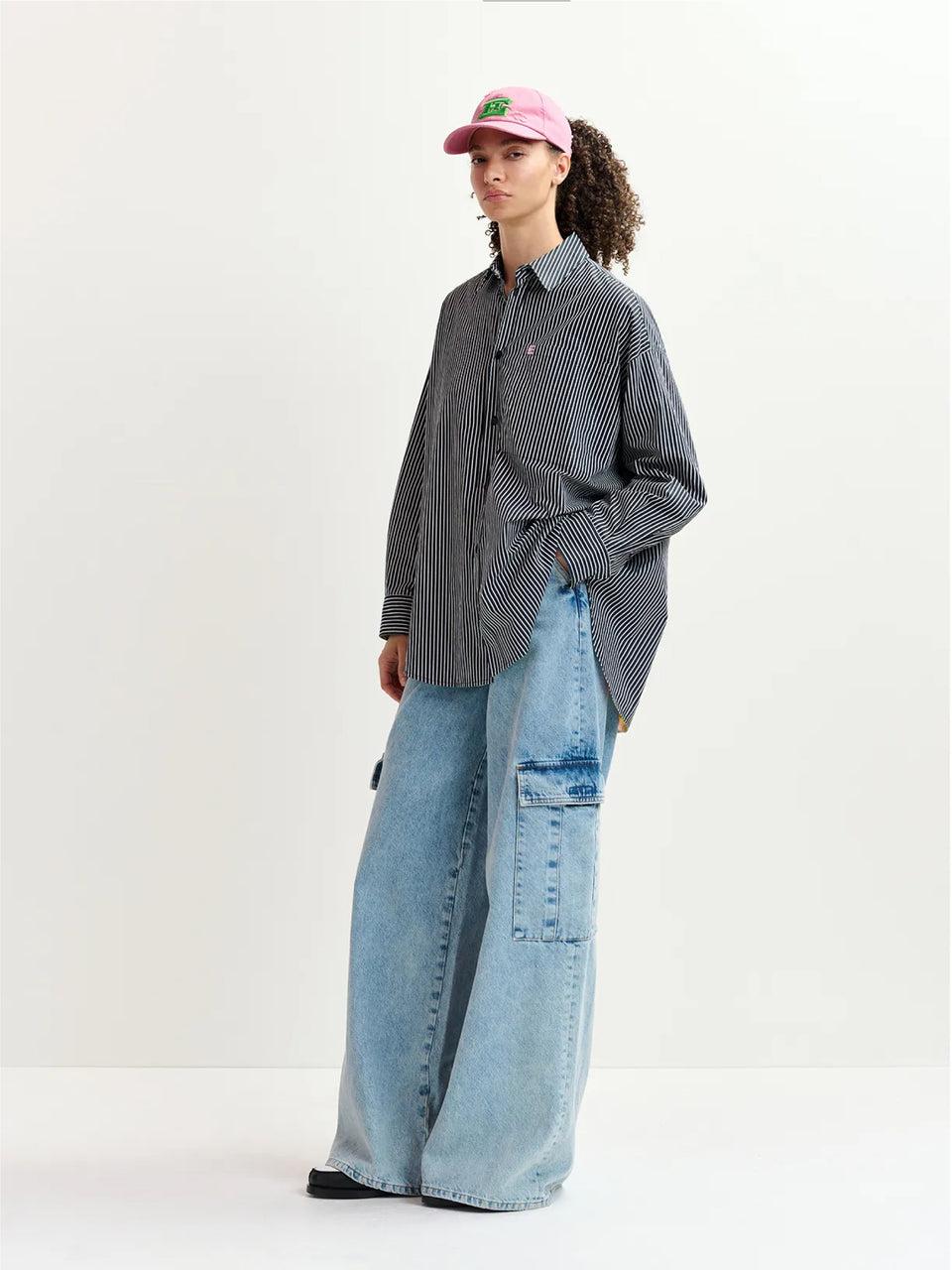 ESSENTIEL ANTWERP Camicia Reversibile Oversize Bianco/Blu I Più Venduti