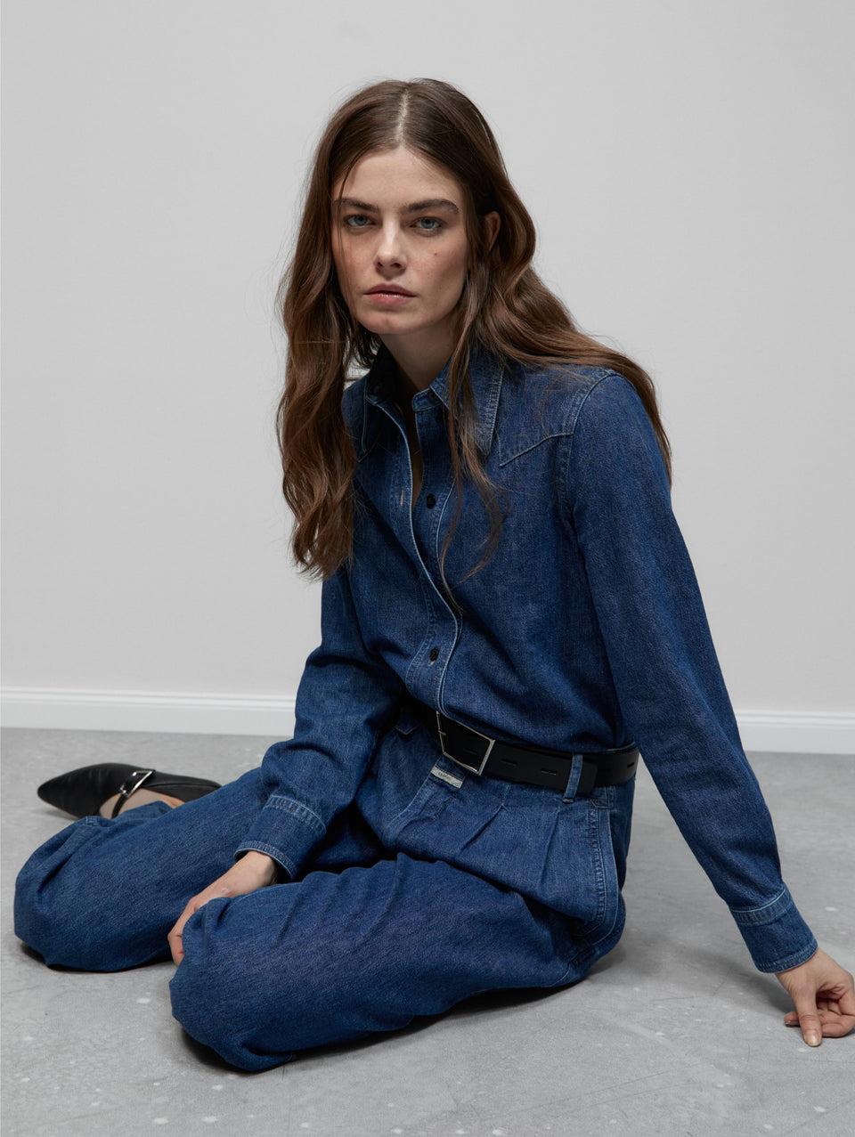 CLOSED Camicia Western in Denim Blu Vendite Flash