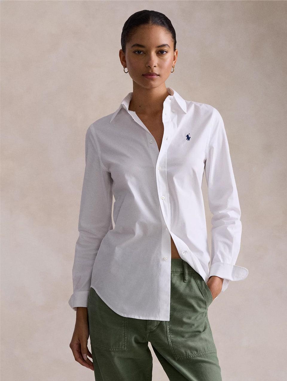 RALPH LAUREN Camicia Slim Fit in Popeline di Cotone Bianco Moda