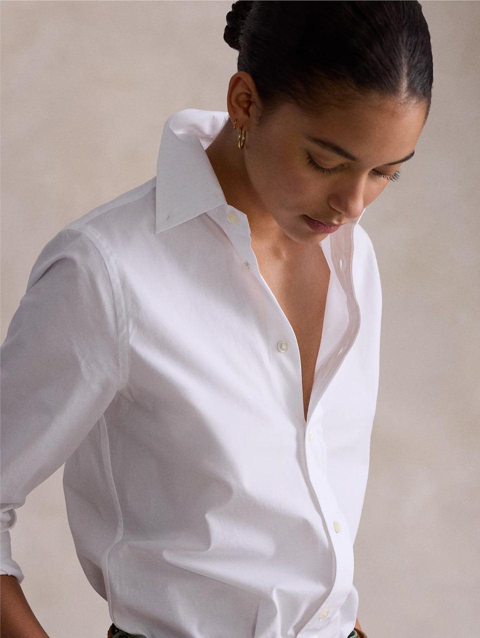 RALPH LAUREN Camicia Slim Fit in Popeline di Cotone Bianco Moda