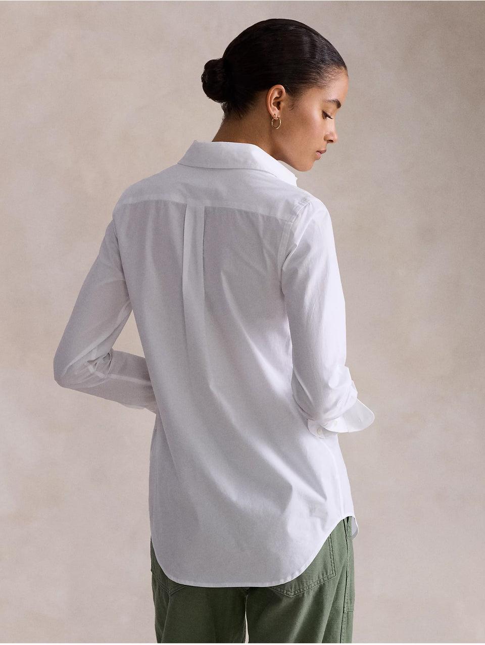 RALPH LAUREN Camicia Slim Fit in Popeline di Cotone Bianco Moda