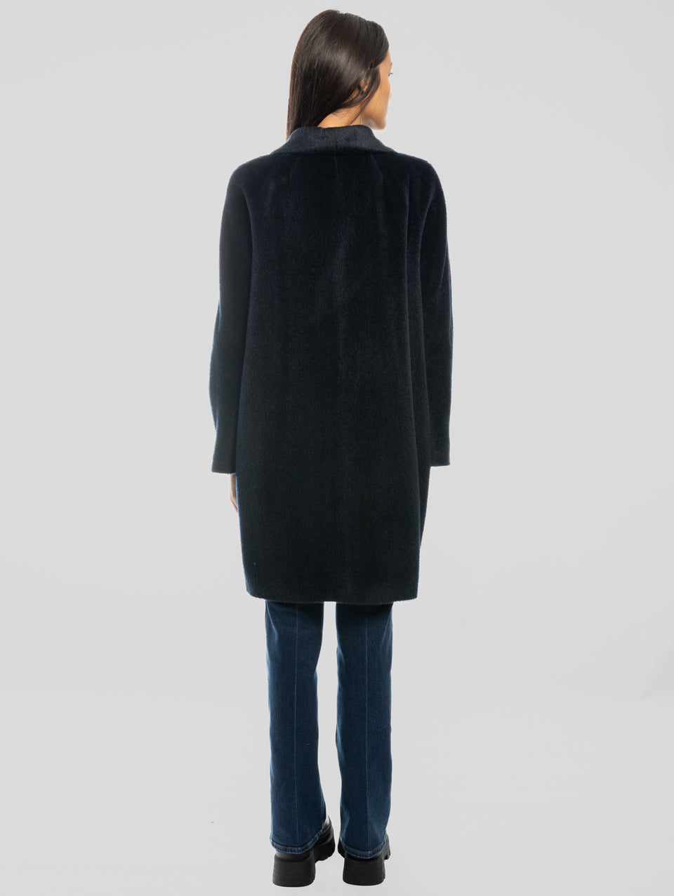 MAX MARA Cappotto Doppiopetto in Alpaca e Lana Roseto Blu Pezzi Unici