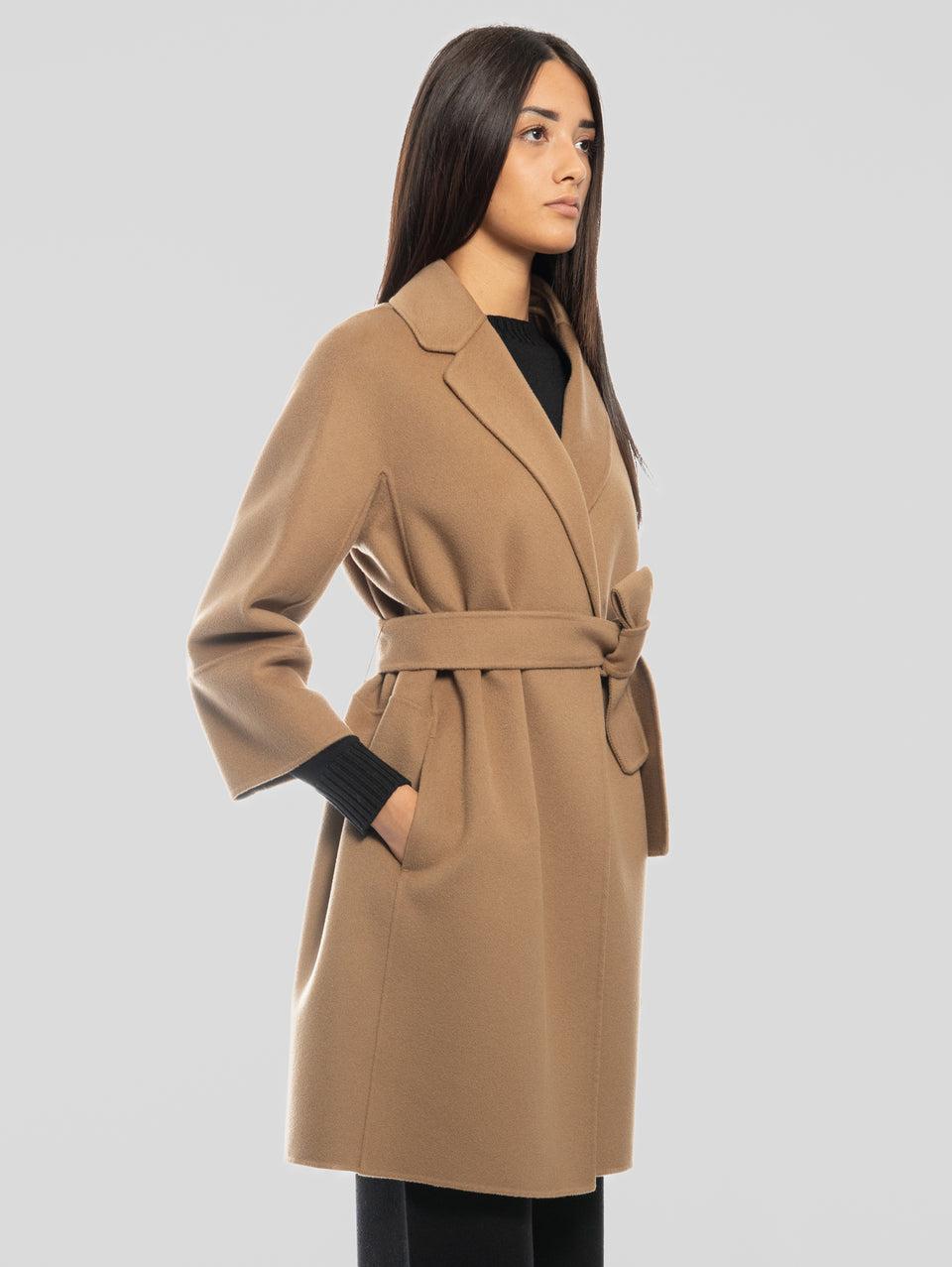 MAX MARA Cappotto Cucito a Mano in Doppio di Lana Arona Cammello Presa