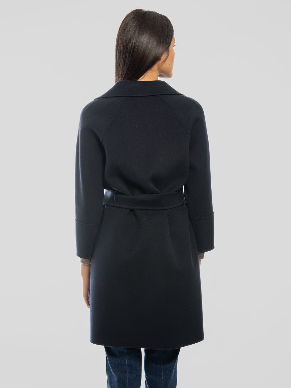 MAX MARA Cappotto Cucito a Mano in Doppio di Lana Arona Blu Qualità Garantita