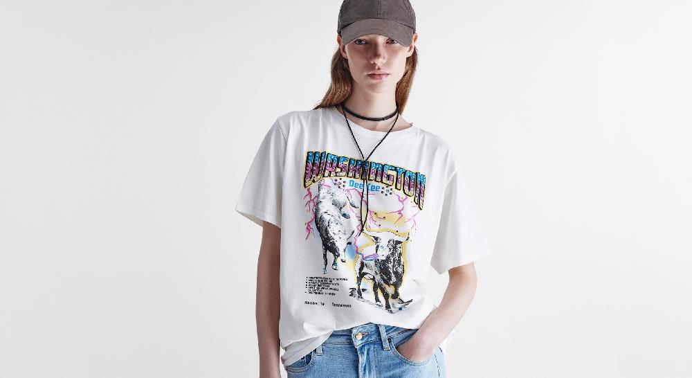 ﻿Washington Dee Cee White Rodeo T-Shirt In Vendita