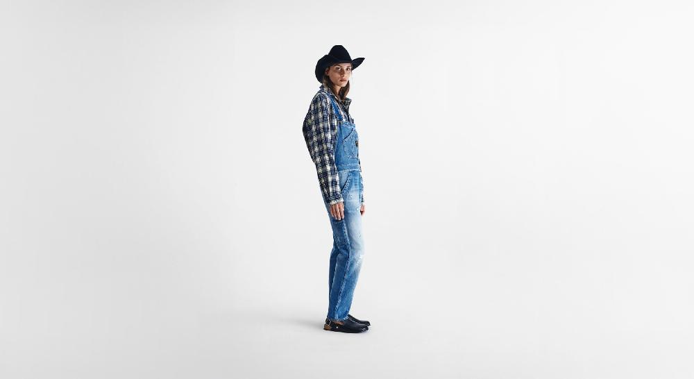 Washington Dee Cee Distressed Blue Overalls Vendita Economica