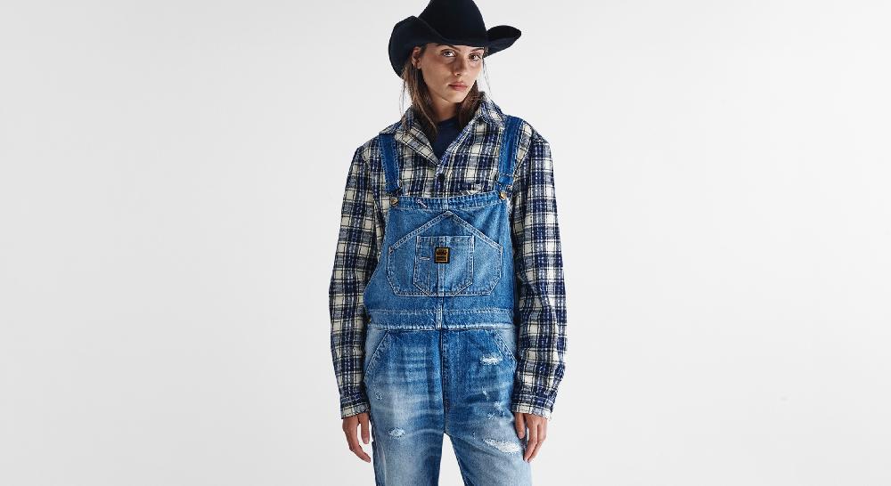 Washington Dee Cee Distressed Blue Overalls Vendita Economica