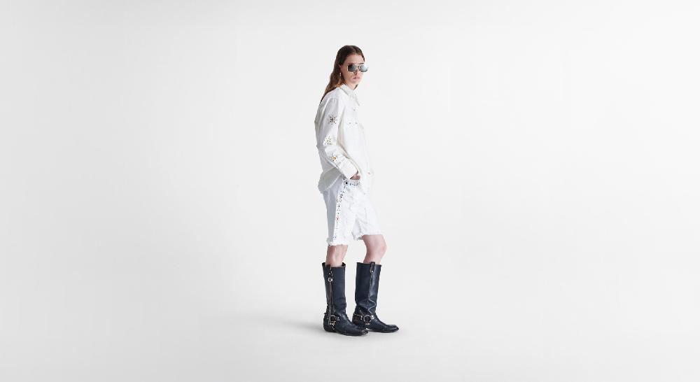 Washington Dee Cee White Denim Elvis Shirt Saldi Di Fabbrica