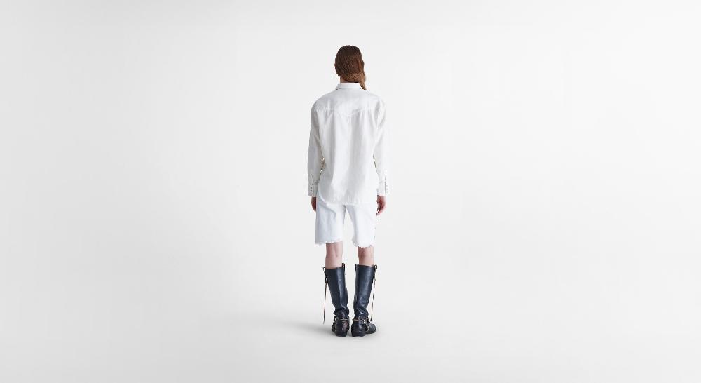 Washington Dee Cee White Denim Elvis Shirt Saldi Di Fabbrica