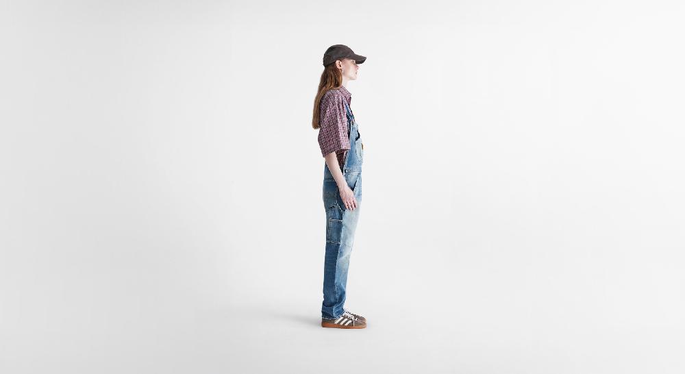 Washington Dee Cee Distressed Aged Blue Overalls Nuova