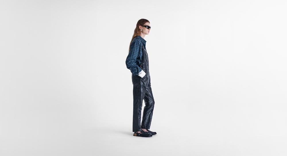 Washington Dee Cee Black Leather Overalls Qualità
