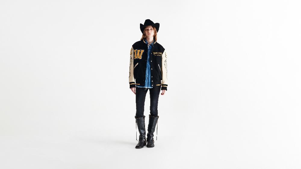 Washington Dee Cee Black Wool Blend Varsity Bomber Jacket