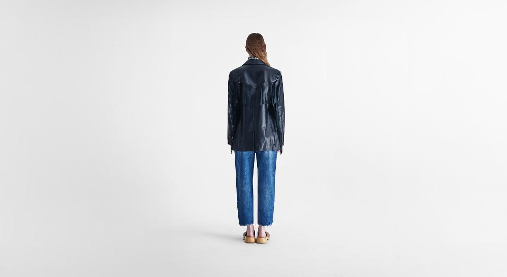 Washington Dee Cee Black Nappa Leather Blazer Saldi