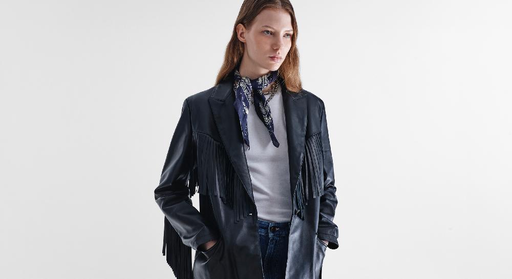 Washington Dee Cee Black Nappa Leather Blazer Saldi