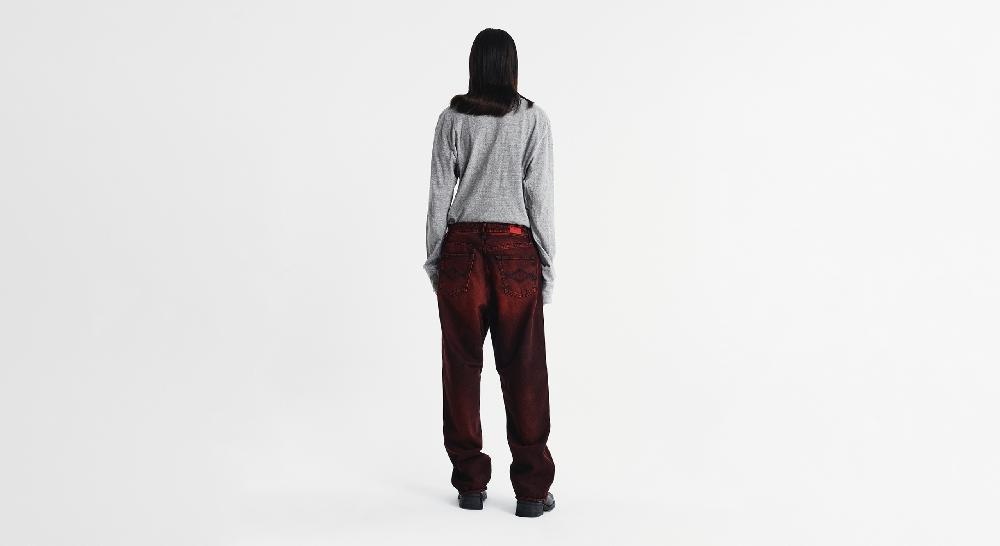 Washington Dee Cee RED SPRAY DENIM PANTS Nuovo
