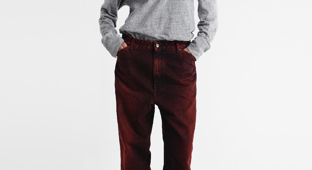 Washington Dee Cee RED SPRAY DENIM PANTS Nuovo