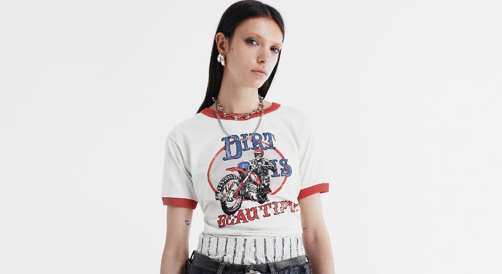 Washington Dee Cee RED RIBBED T-SHIRT Promozione