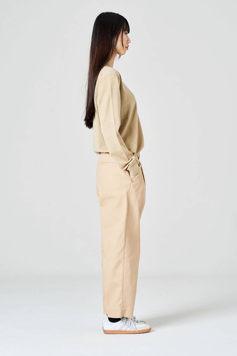 ﻿White sand Pantalone gamba dritta in bull denim di cotone In Vendita
