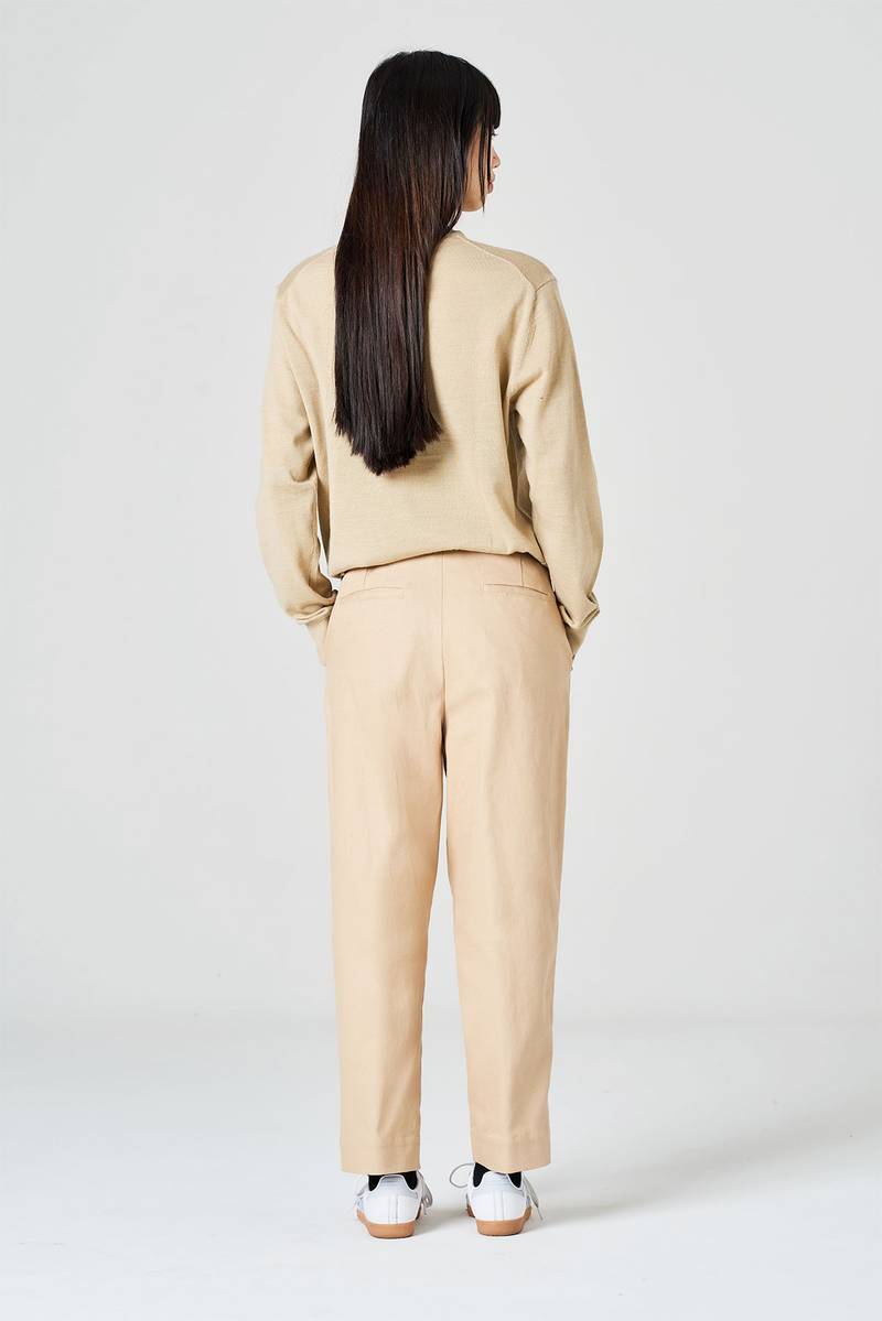 ﻿White sand Pantalone gamba dritta in bull denim di cotone In Vendita