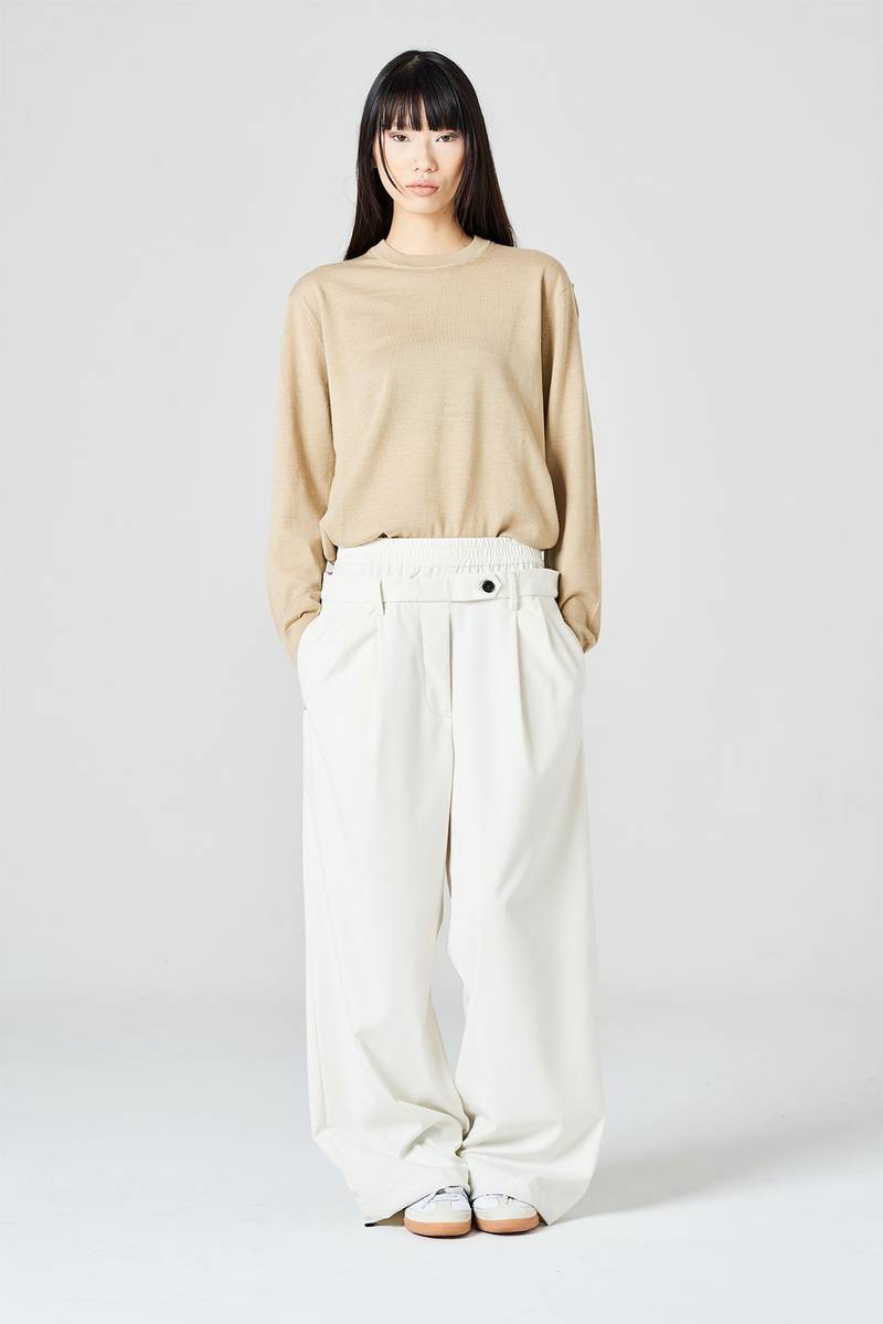 White sand Pantalone palazzo con doppia vita alta Latest stili