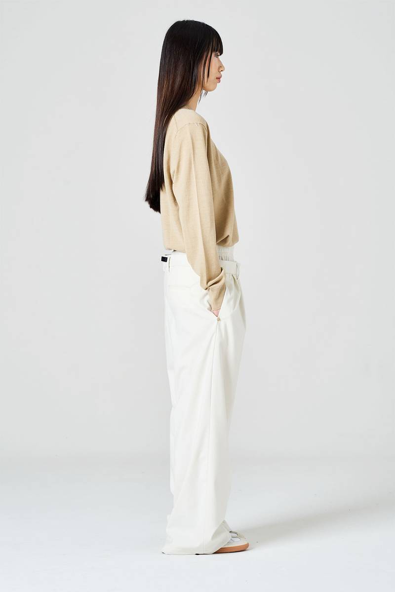 White sand Pantalone palazzo con doppia vita alta Latest stili
