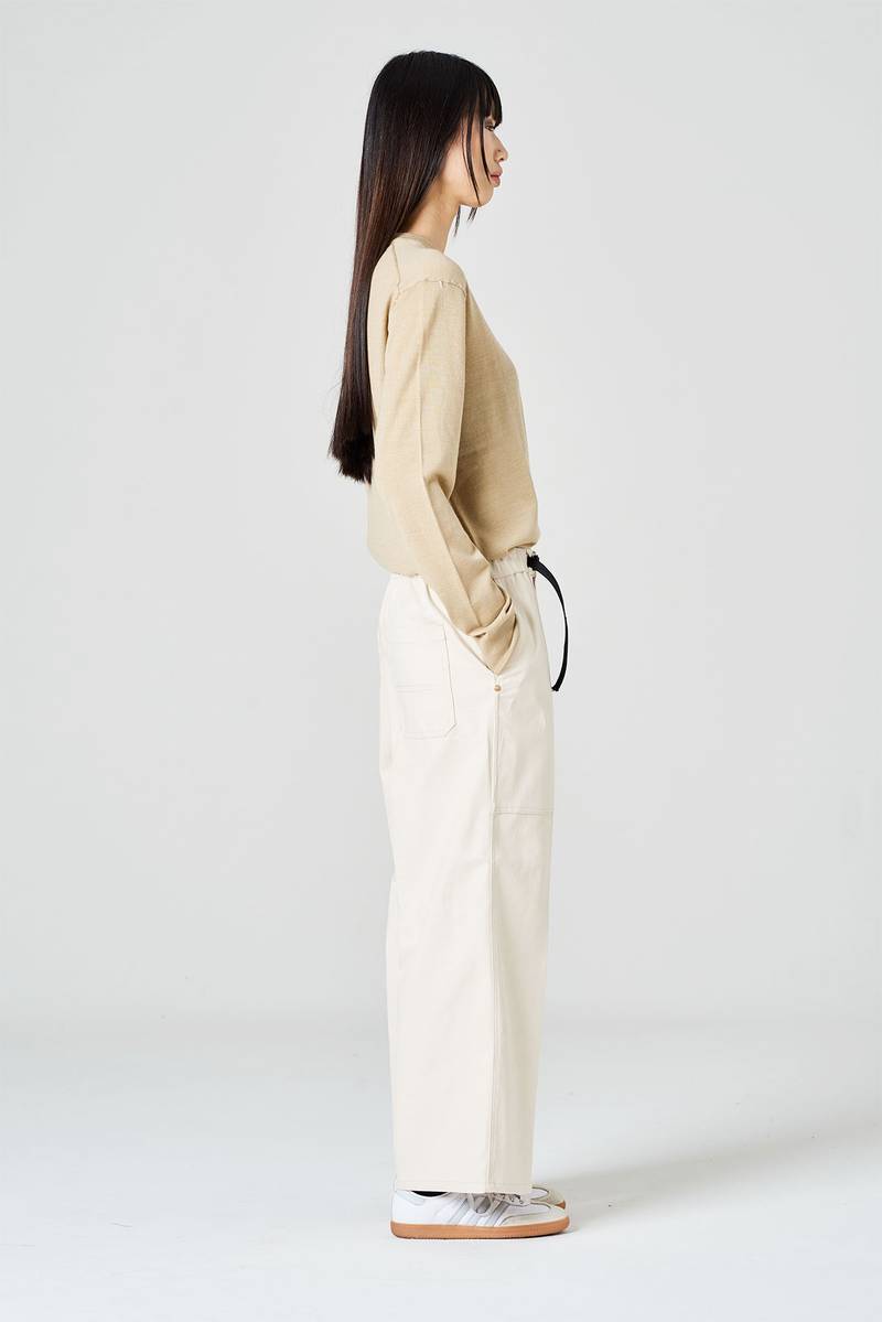 White sand Pantalone cropped in bull di cotone Vendite Flash