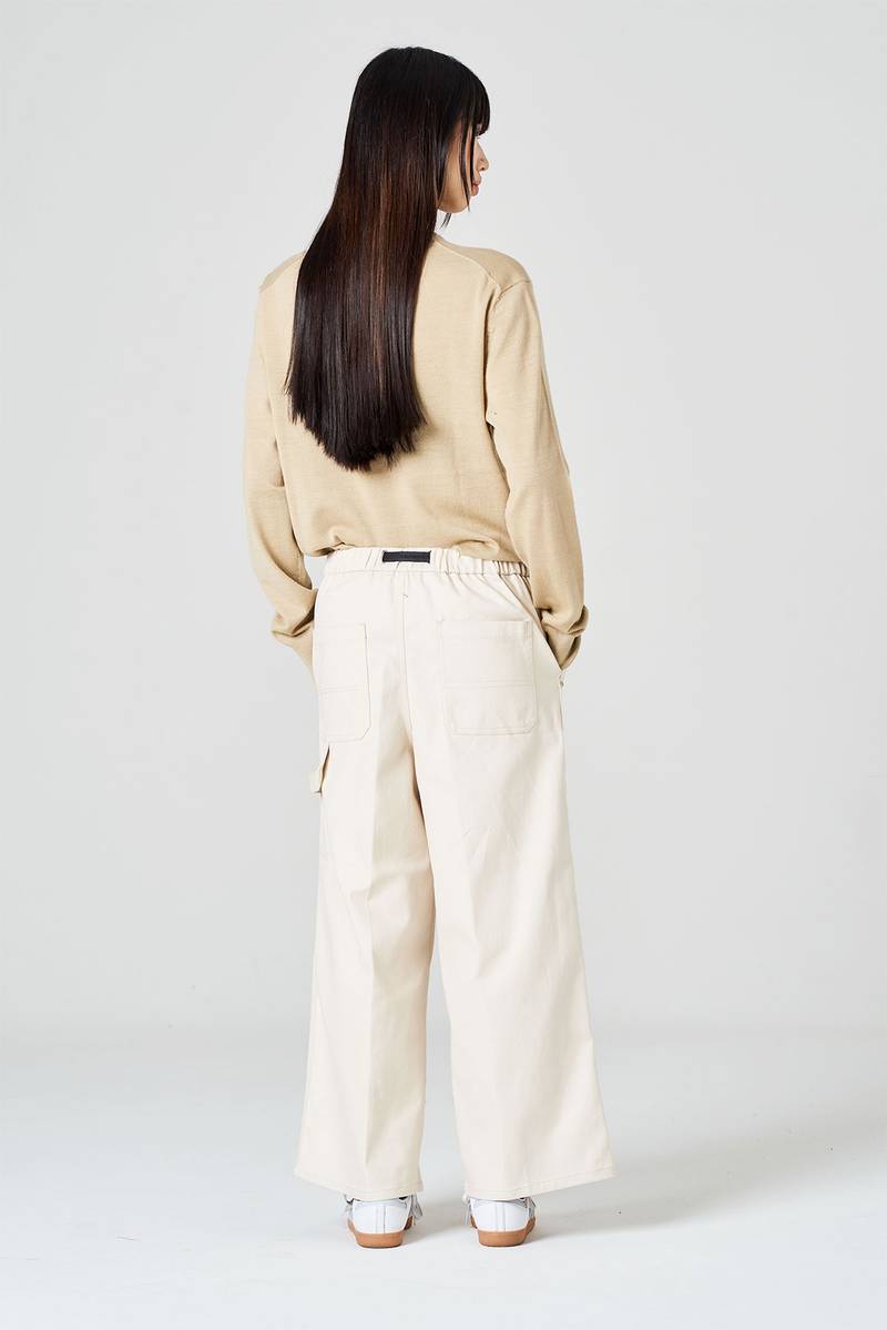 White sand Pantalone cropped in bull di cotone Vendite Flash