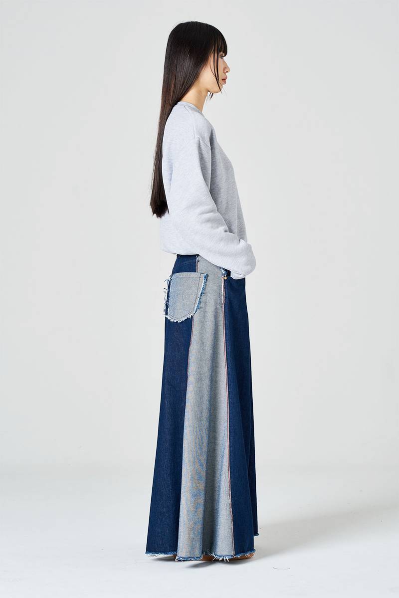 White sand Pantalone palazzo cinque tasche in denim Moda