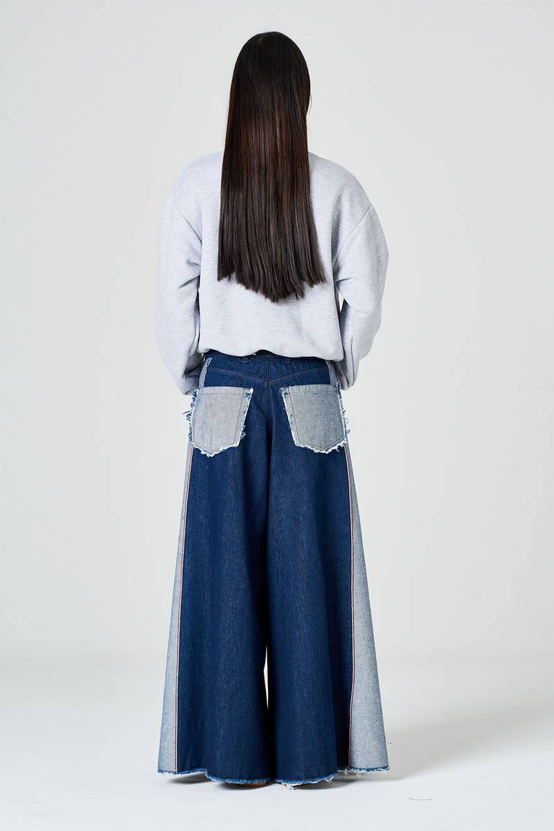 White sand Pantalone palazzo cinque tasche in denim Moda