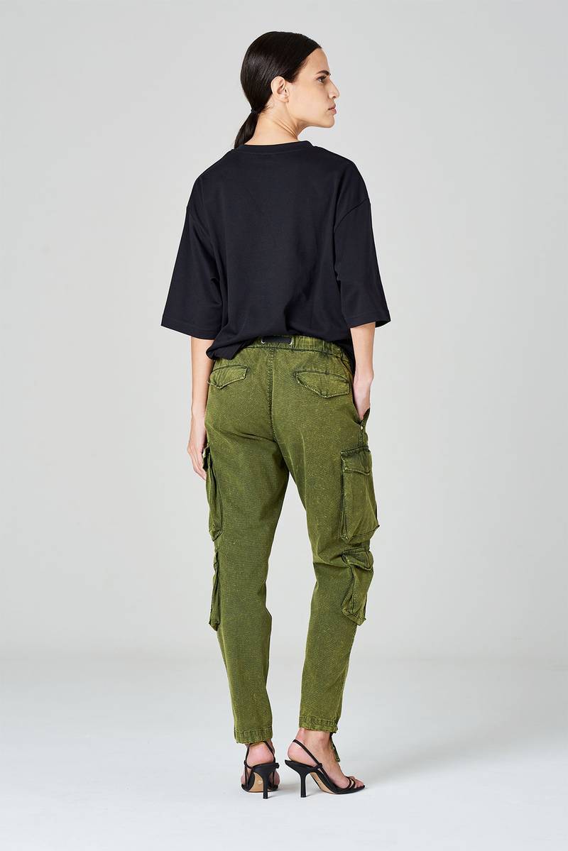 White sand Pantaloni cargo in cotone ripstop doppia tintura Qualità