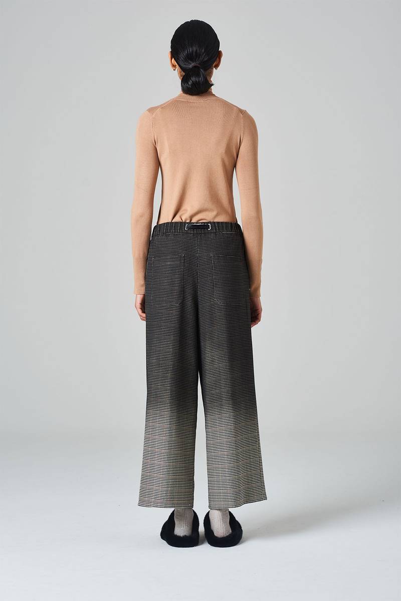 White sand Pantalone crop gamba ampia con elastico in vita e cinturino regolabile Sottocosto