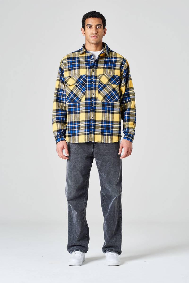 White sand Camicia oversize stampa check Online