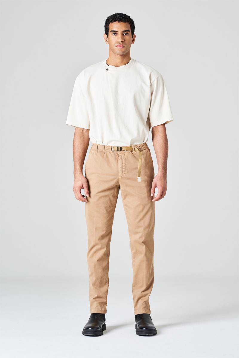 White sand Pantalone in gabardina