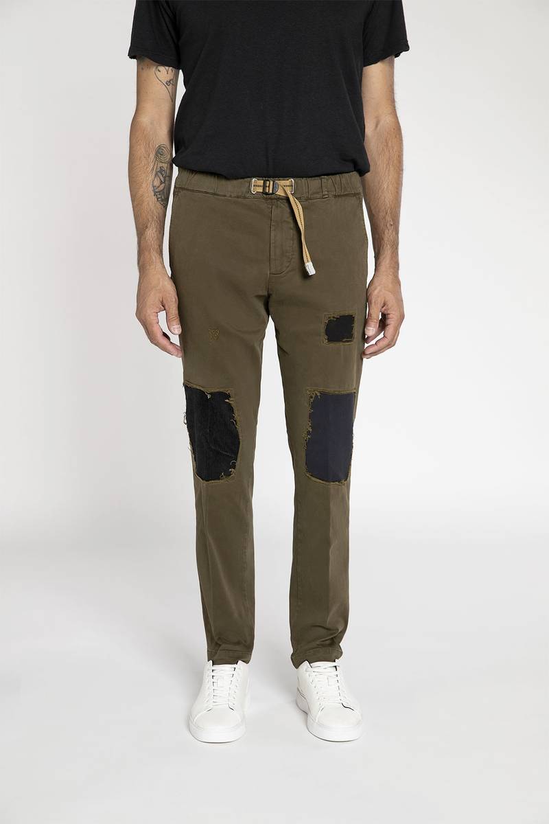 White sand Pantalone in cotone stretch con toppe Nuova