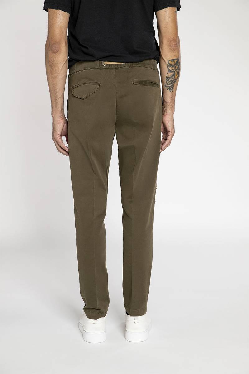 White sand Pantalone in cotone stretch con toppe Nuova