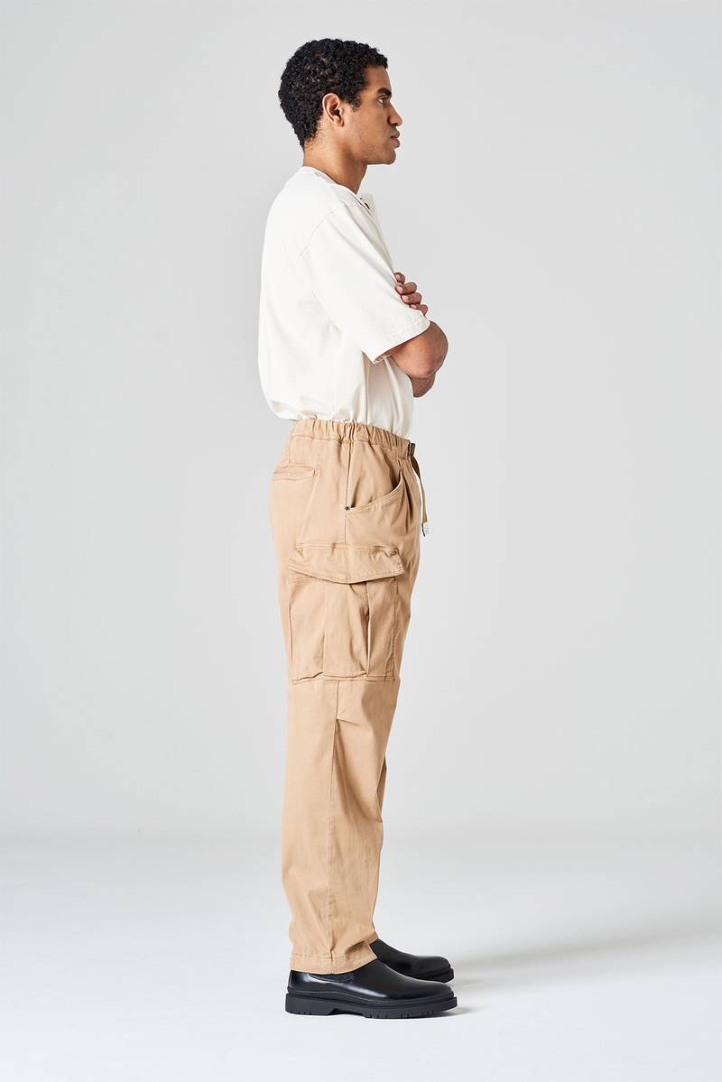 White sand Pantalone cargo in raso di cotone Promozione