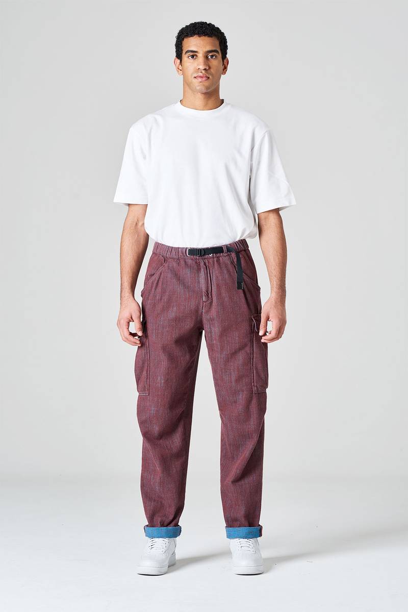 White sand Pantalone cargo in bull denim bi-color Pezzi Unici