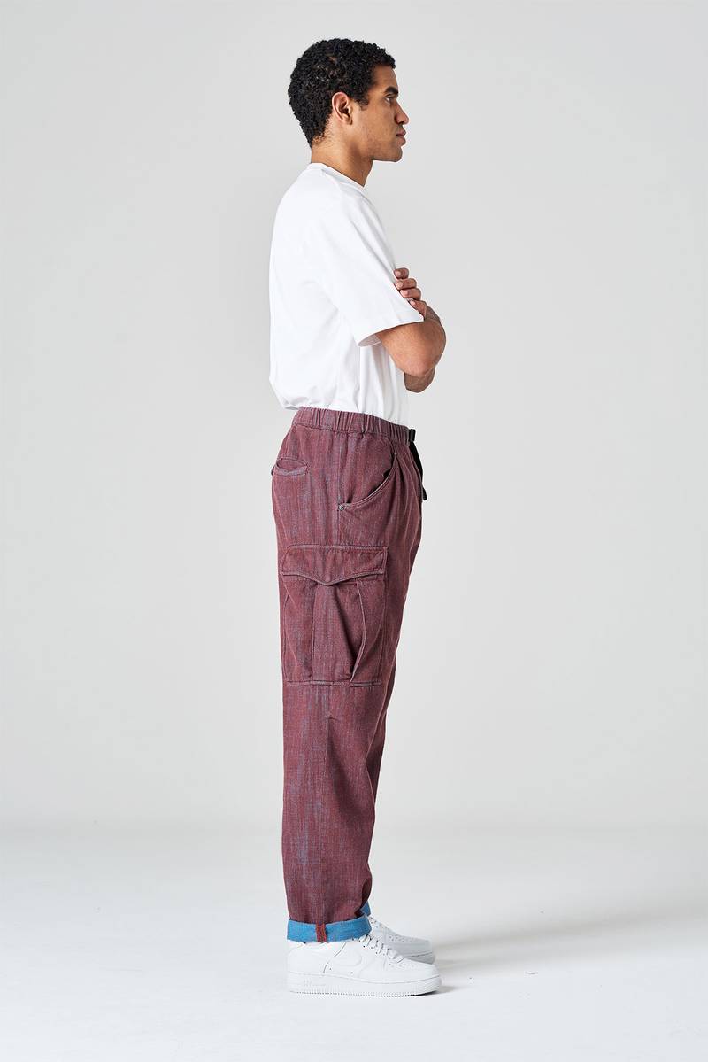 White sand Pantalone cargo in bull denim bi-color Pezzi Unici