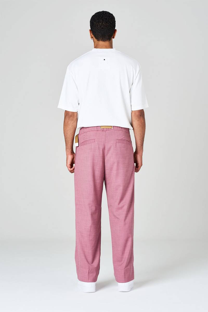 White sand Pantaloni gamba ampia con pinces in tessuto effetto lana Prezzo Ridotto