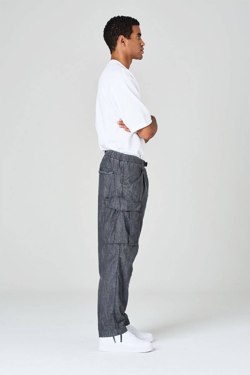 White sand Pantaloni cargo con gamba dritta in denim di cotone Sconto