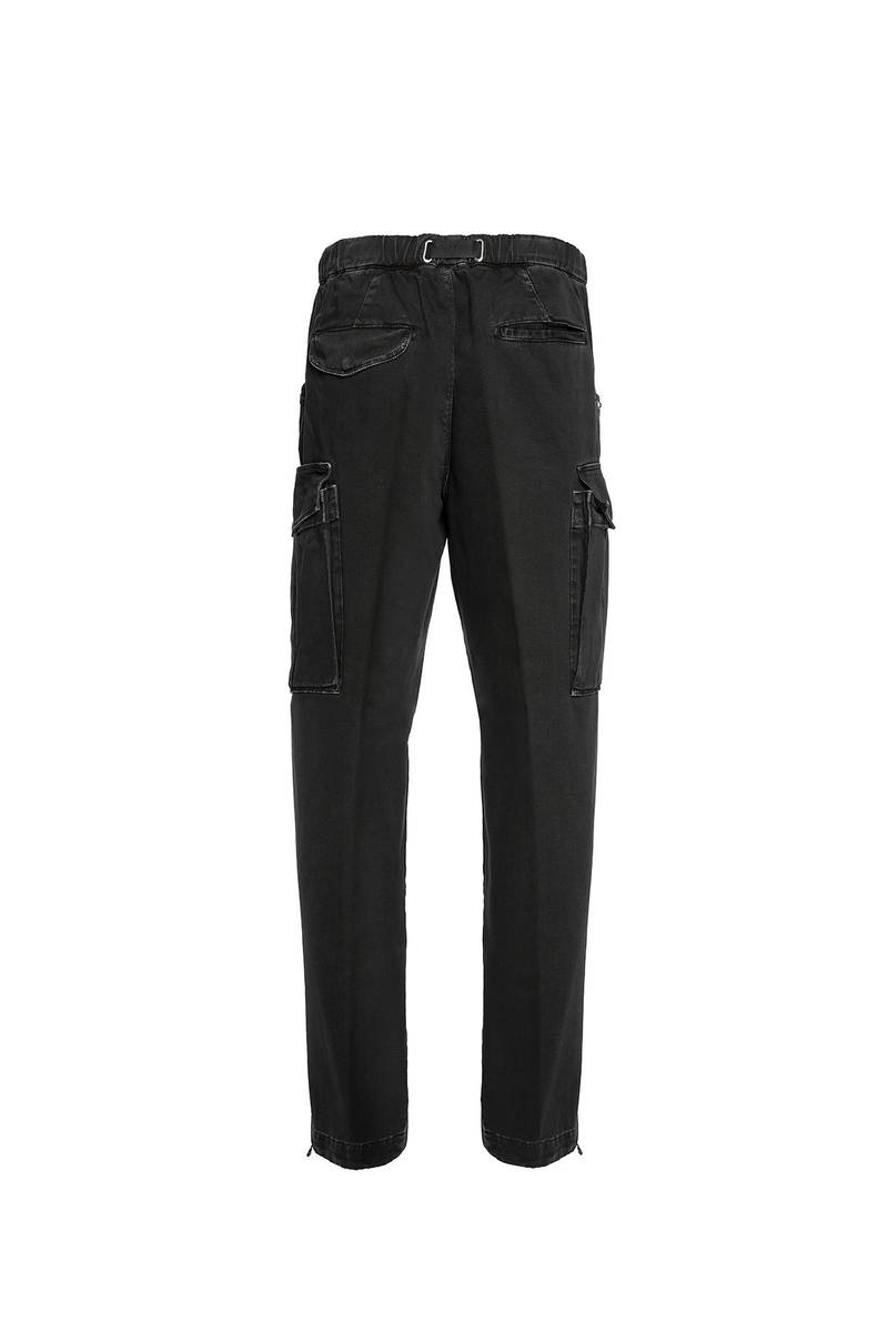 White sand Pantaloni cargo con gamba dritta in bull denim di cotone Offerta