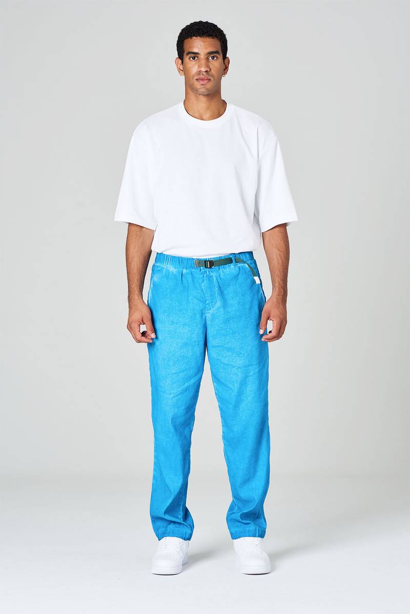 White sand Pantaloni in cotone lino elasticizzato In Vendita