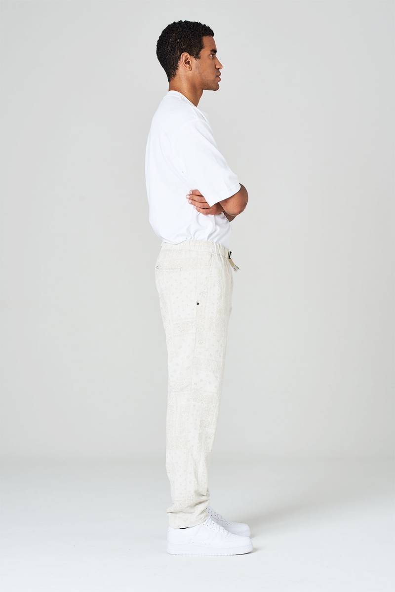White sand Pantaloni in tela misto cotone-lino stampa bandana Vendite Flash
