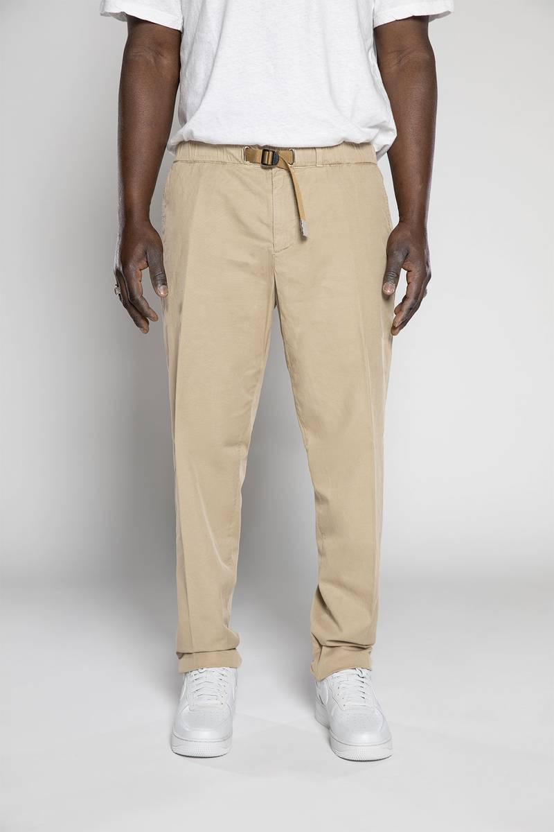 White sand Pantaloni in gabardina misto cotone-lino Nuova