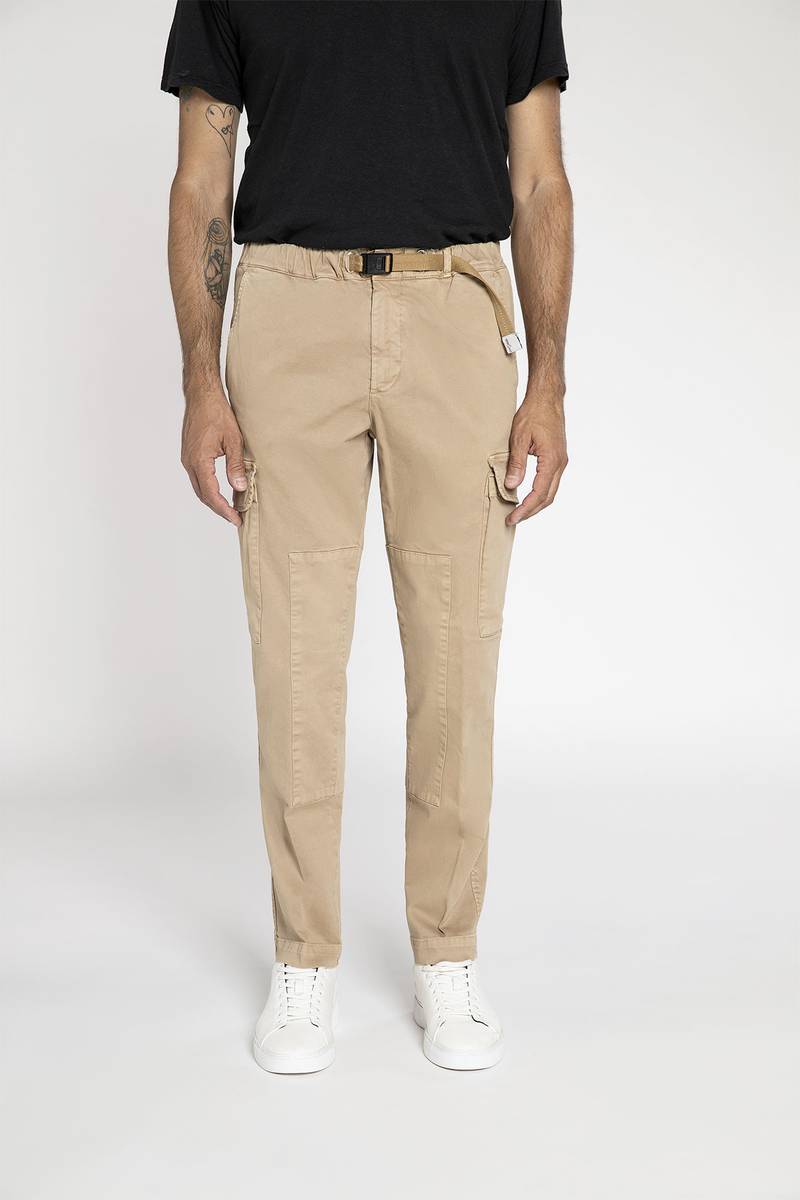 White sand Pantalone cargo in cotone stretch Prezzo Ridotto