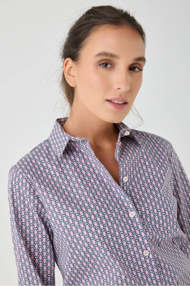 Zanetti 1965 Camicia in cotone stretch geometrico Offerte
