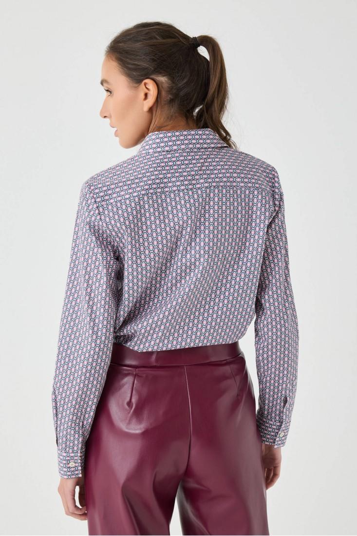 Zanetti 1965 Camicia in cotone stretch geometrico Offerte